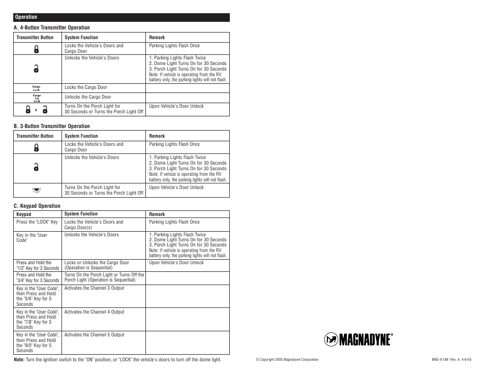 Magnadyne Keypad Keyless Entry System MKE-300 User Manual | Page 2 / 2