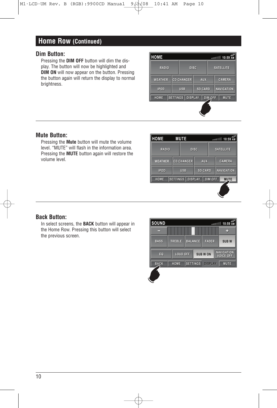 Home row | Magnadyne M1-LCD User Manual | Page 10 / 48