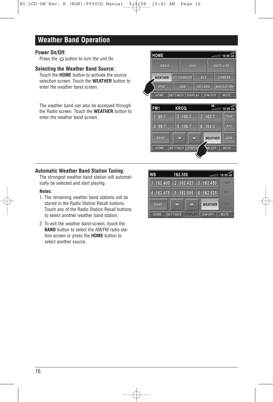 Weather band operation | Magnadyne M1-LCD User Manual | Page 16 / 48