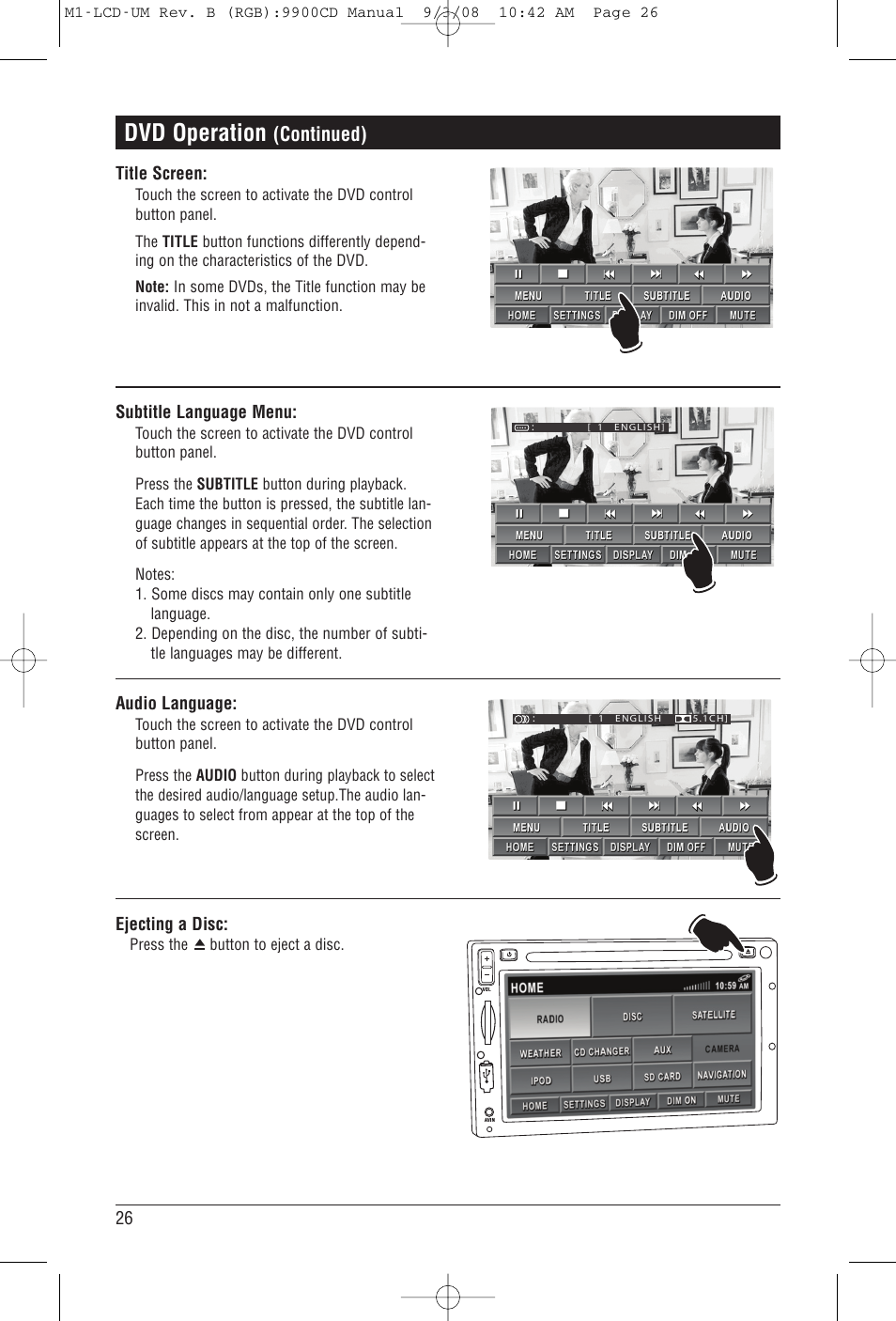 Dvd operation, Continued) | Magnadyne M1-LCD User Manual | Page 26 / 48