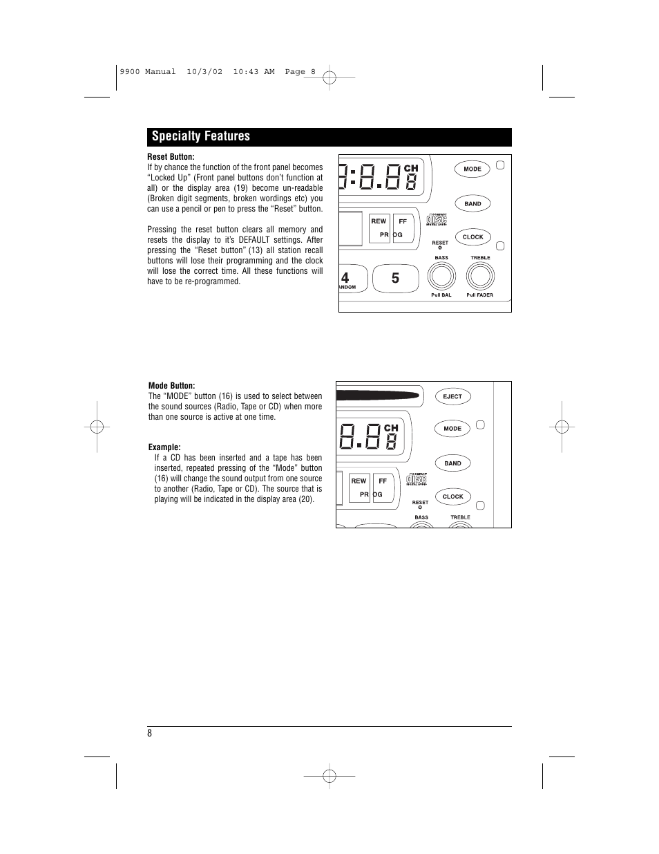 Specialty features | Magnadyne M9900 User Manual | Page 8 / 12