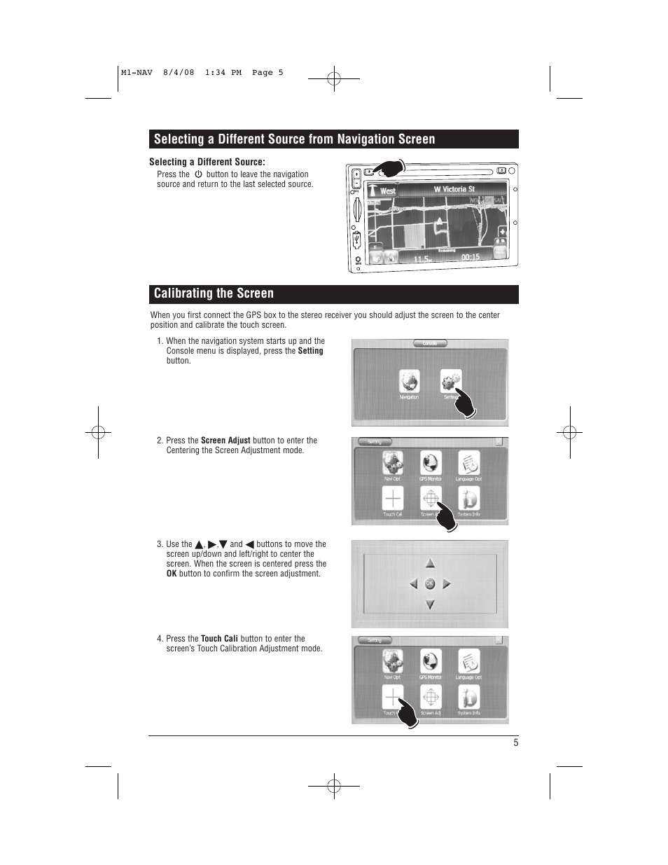 Calibrating the screen | Magnadyne M1-NAV User Manual | Page 5 / 36