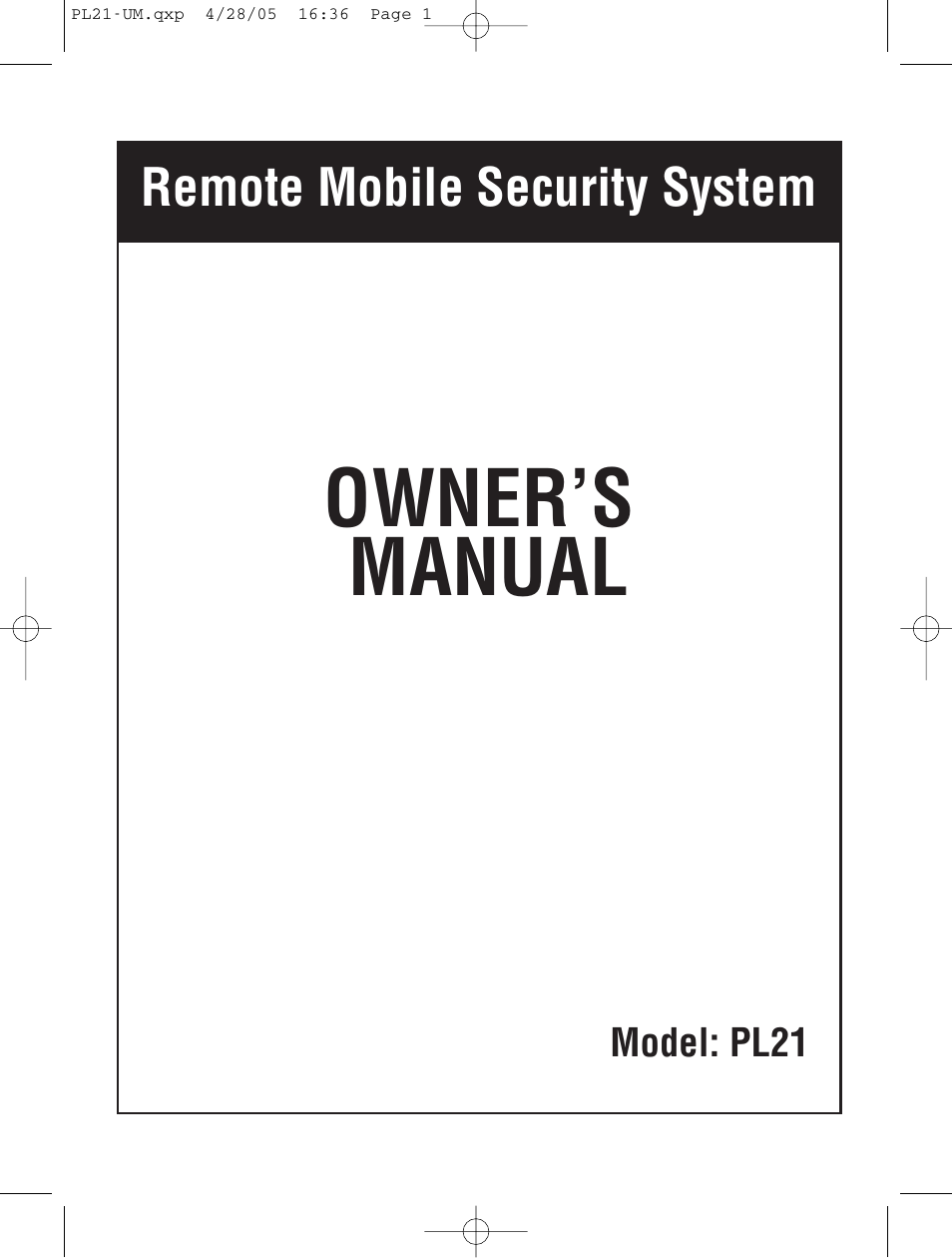 Magnadyne Remote Mobile Security System PL21 User Manual | 4 pages