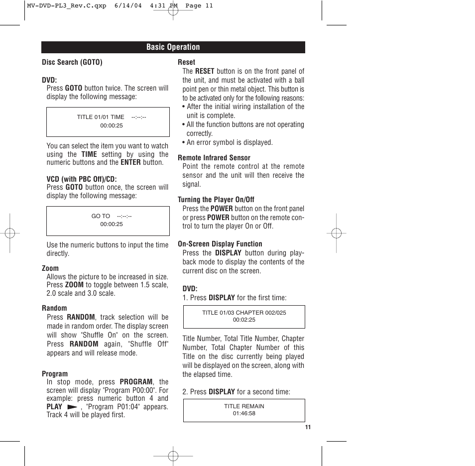 Magnadyne MV-DVD-PL3 User Manual | Page 11 / 24