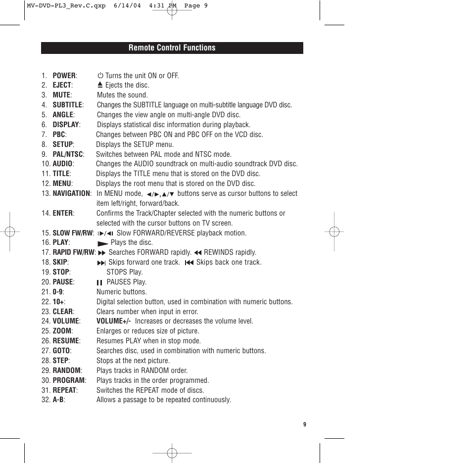 Magnadyne MV-DVD-PL3 User Manual | Page 9 / 24