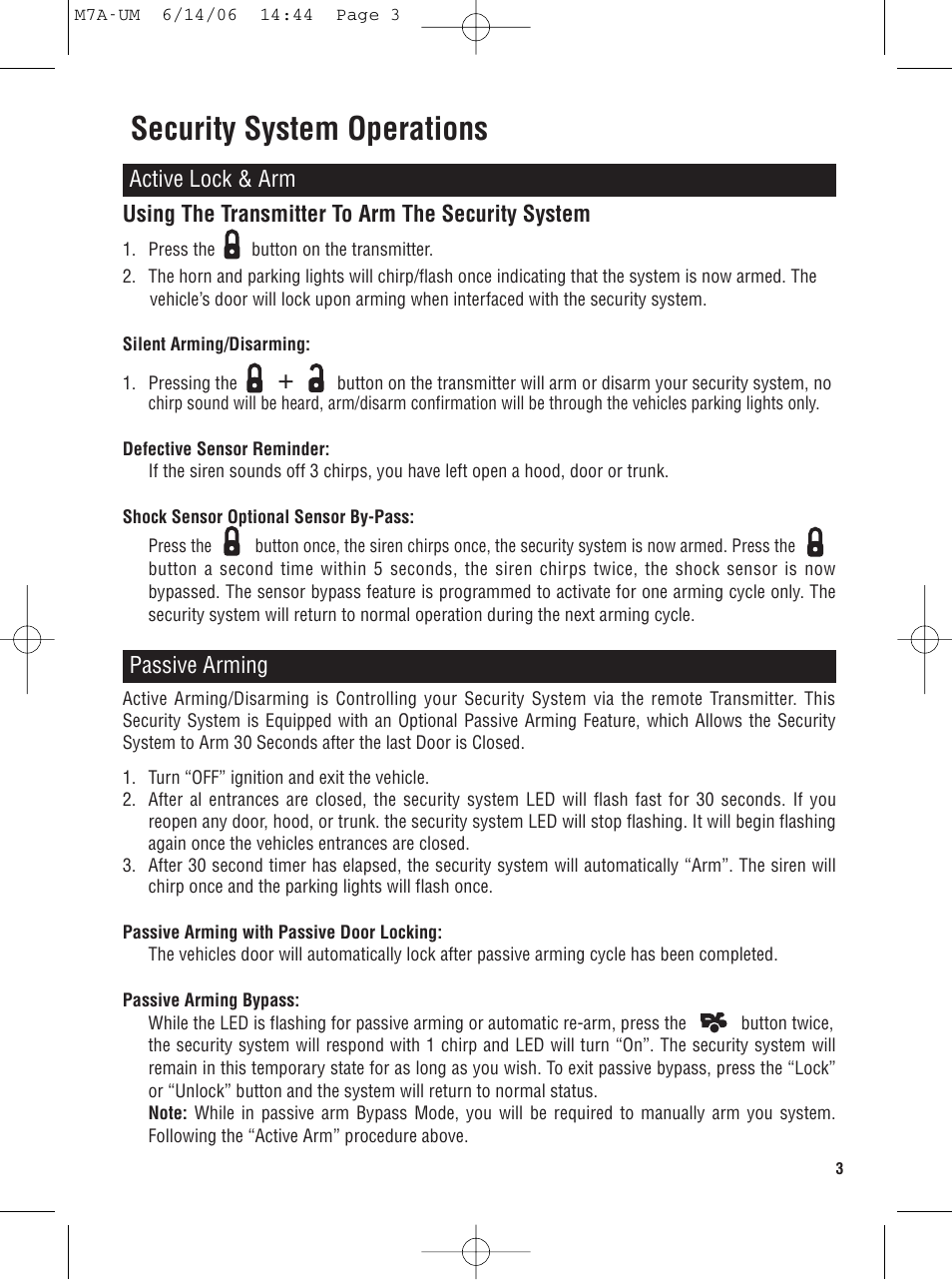 Security system operations | Magnadyne M7a User Manual | Page 3 / 12