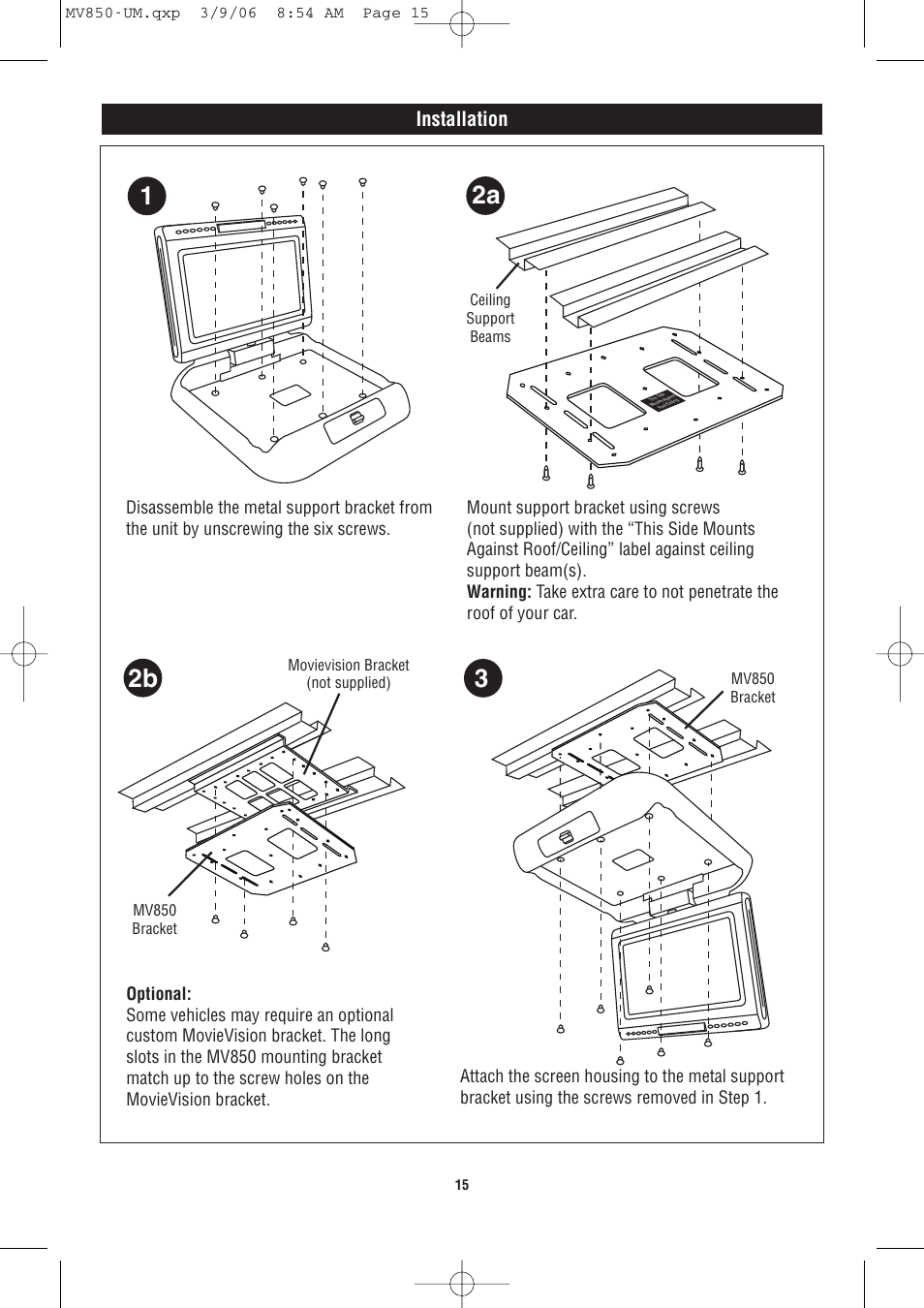 12a 2b 3, Installation | Magnadyne MV850 User Manual | Page 15 / 20