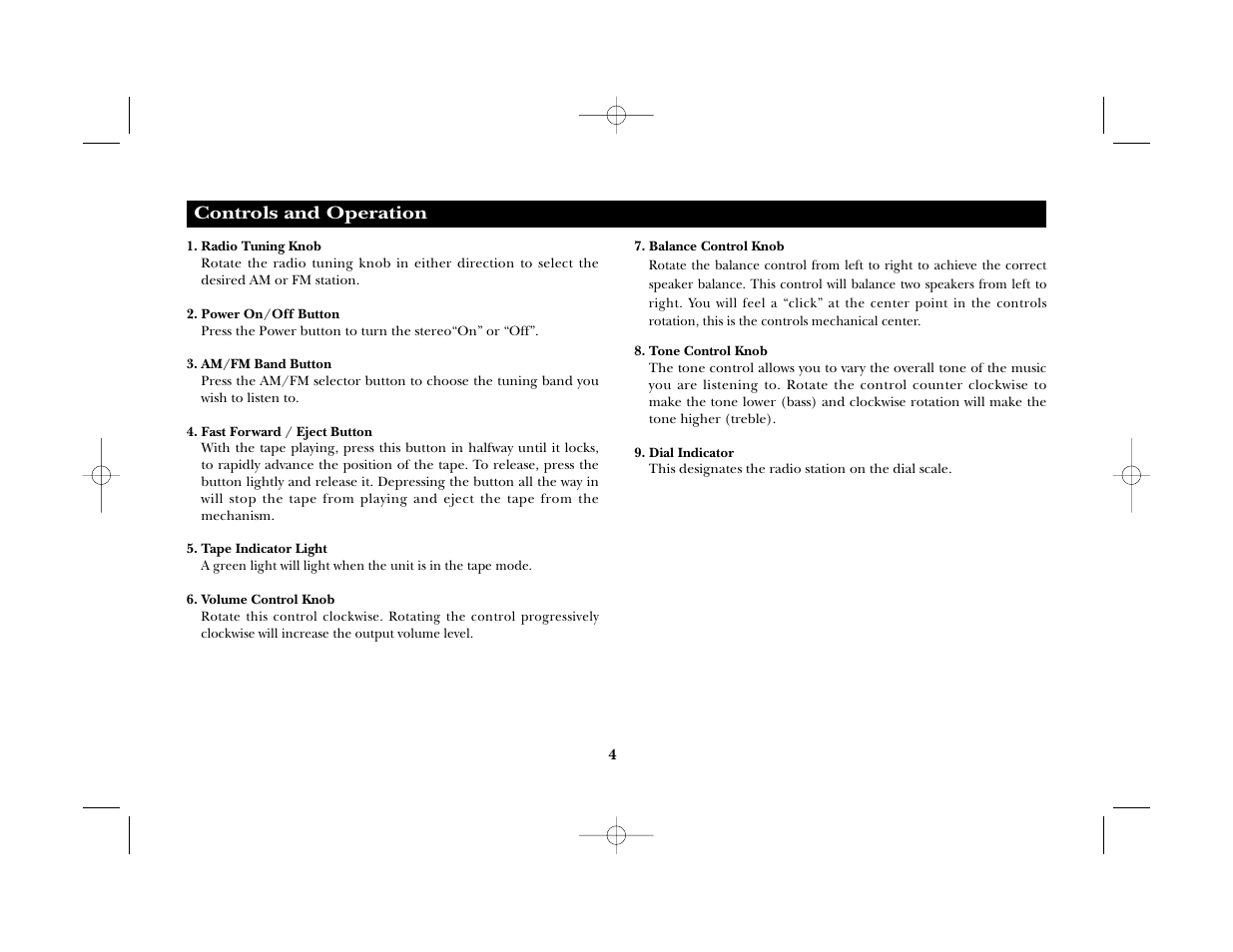 Controls and operation | Magnadyne M2080 User Manual | Page 4 / 12