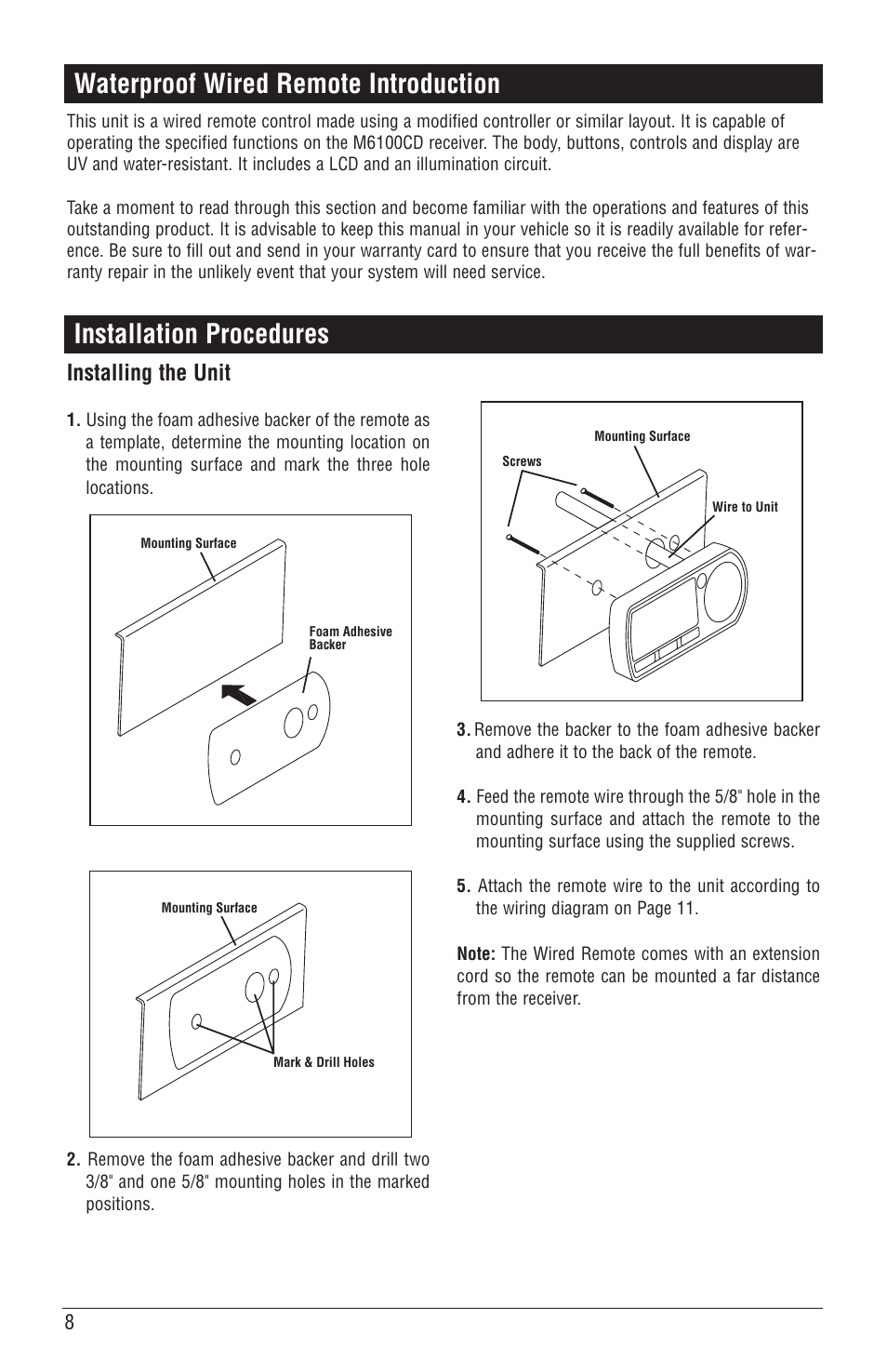 Installing the unit | Magnadyne M6100CD User Manual | Page 8 / 15