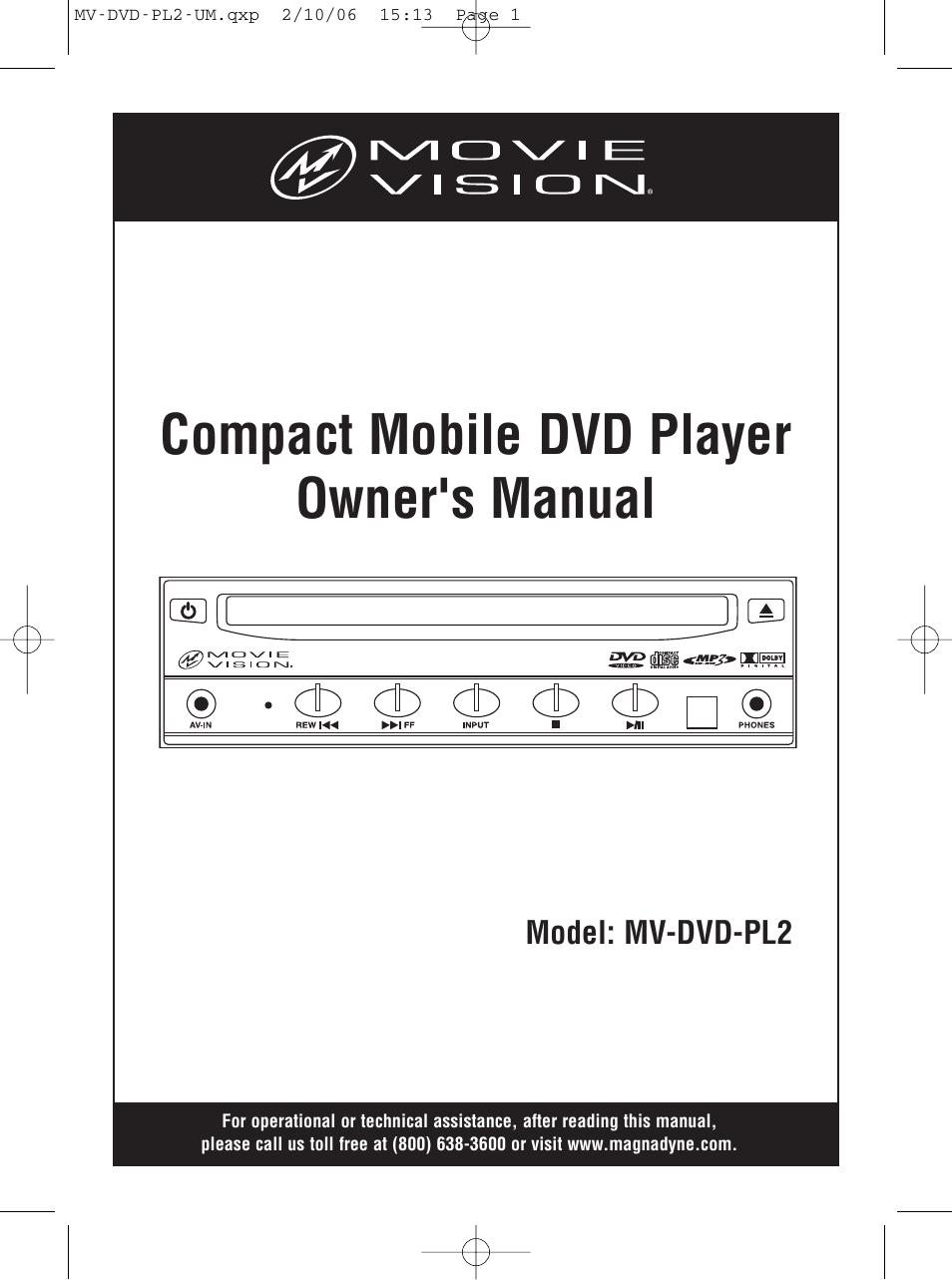 Magnadyne MV-DVD-PL2 User Manual | 20 pages