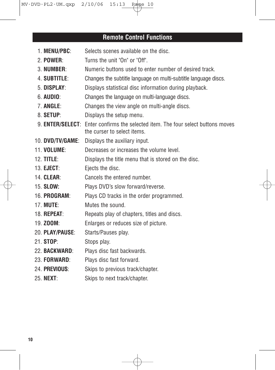 Magnadyne MV-DVD-PL2 User Manual | Page 10 / 20