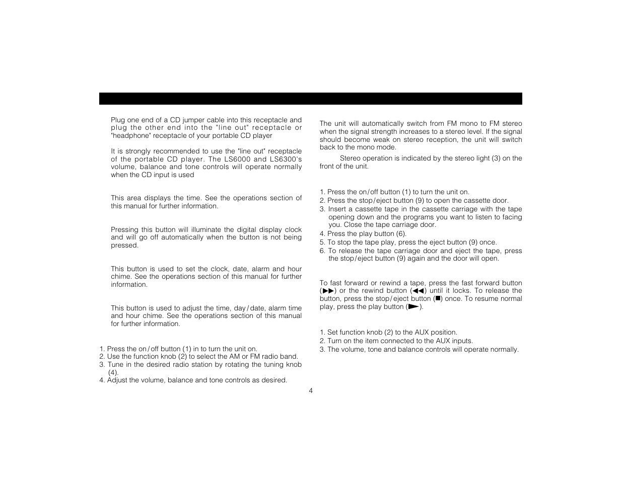 Controls and functions | Magnadyne LS6300 User Manual | Page 4 / 12