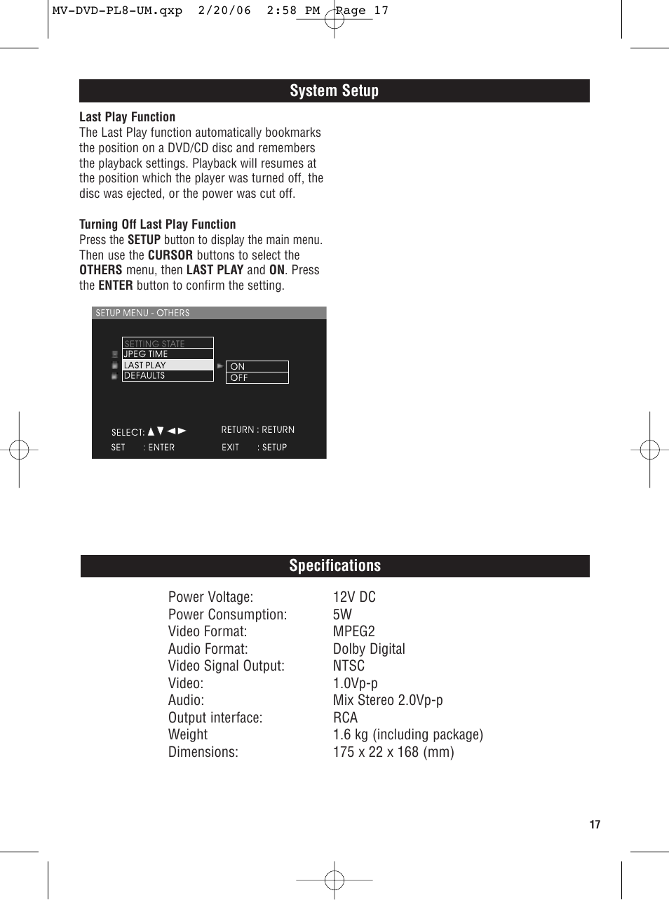 Magnadyne MV-DVD-PL8 User Manual | Page 17 / 20