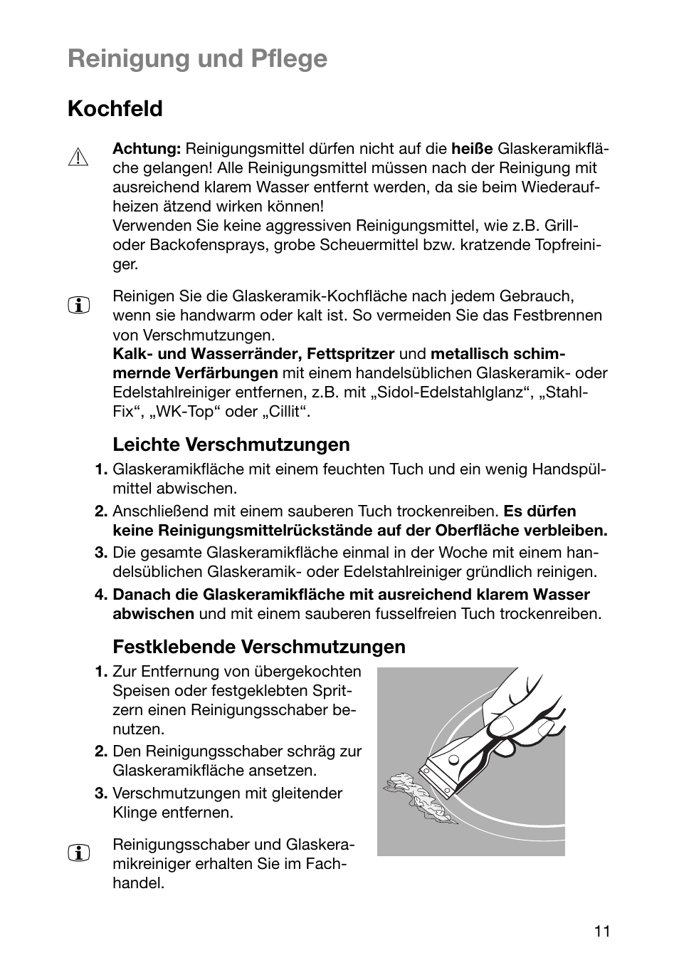 Reinigung und pflege, Kochfeld | Electrolux EHL 6645 X User Manual | Page 11 / 104