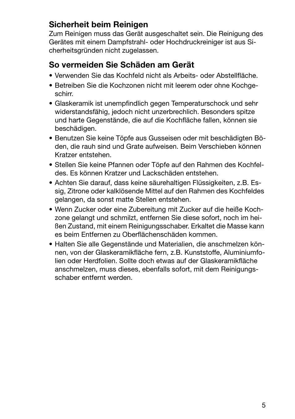 Sicherheit beim reinigen, So vermeiden sie schäden am gerät | Electrolux EHL 6645 X User Manual | Page 5 / 104