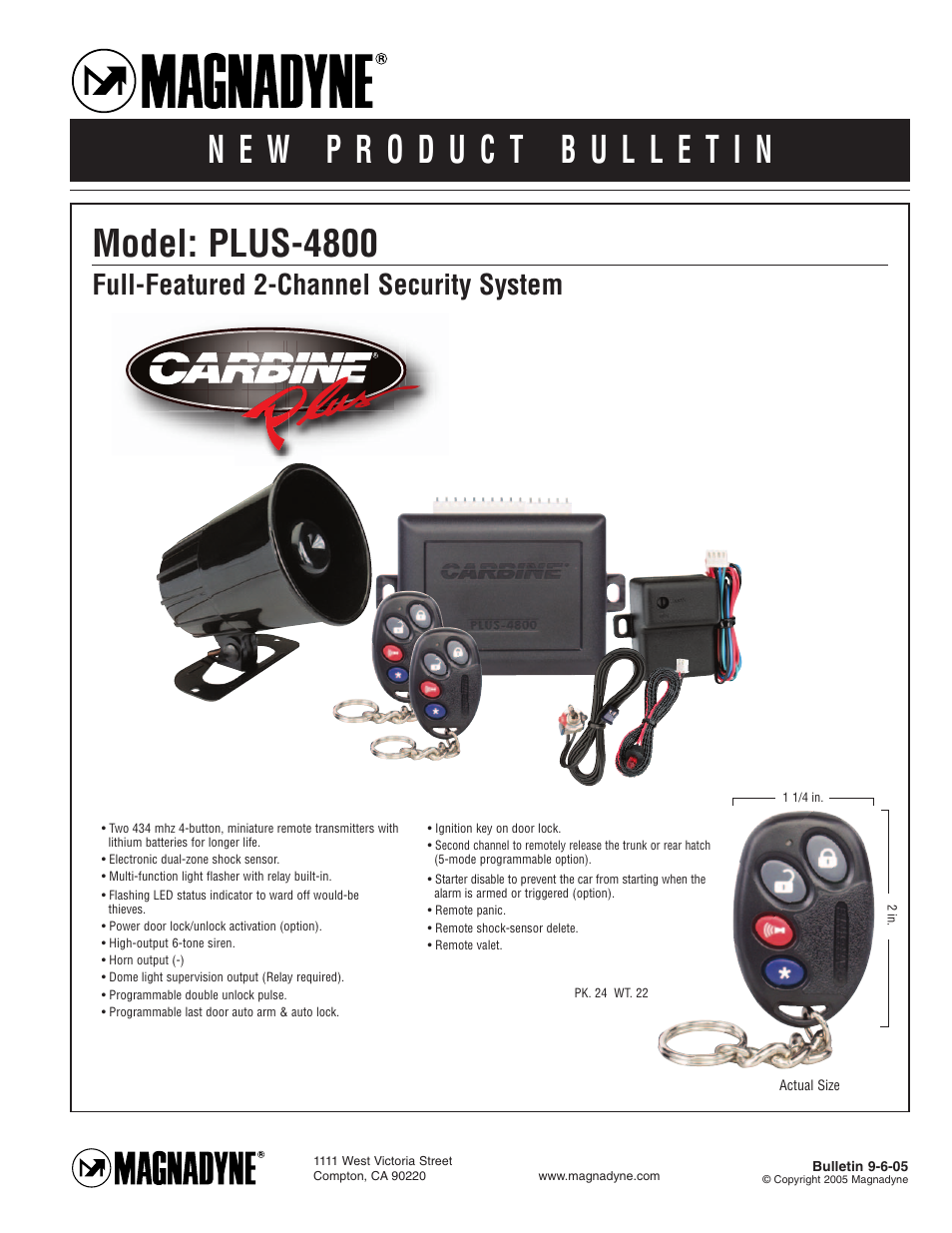 Magnadyne PLUS-4800 User Manual | 1 page