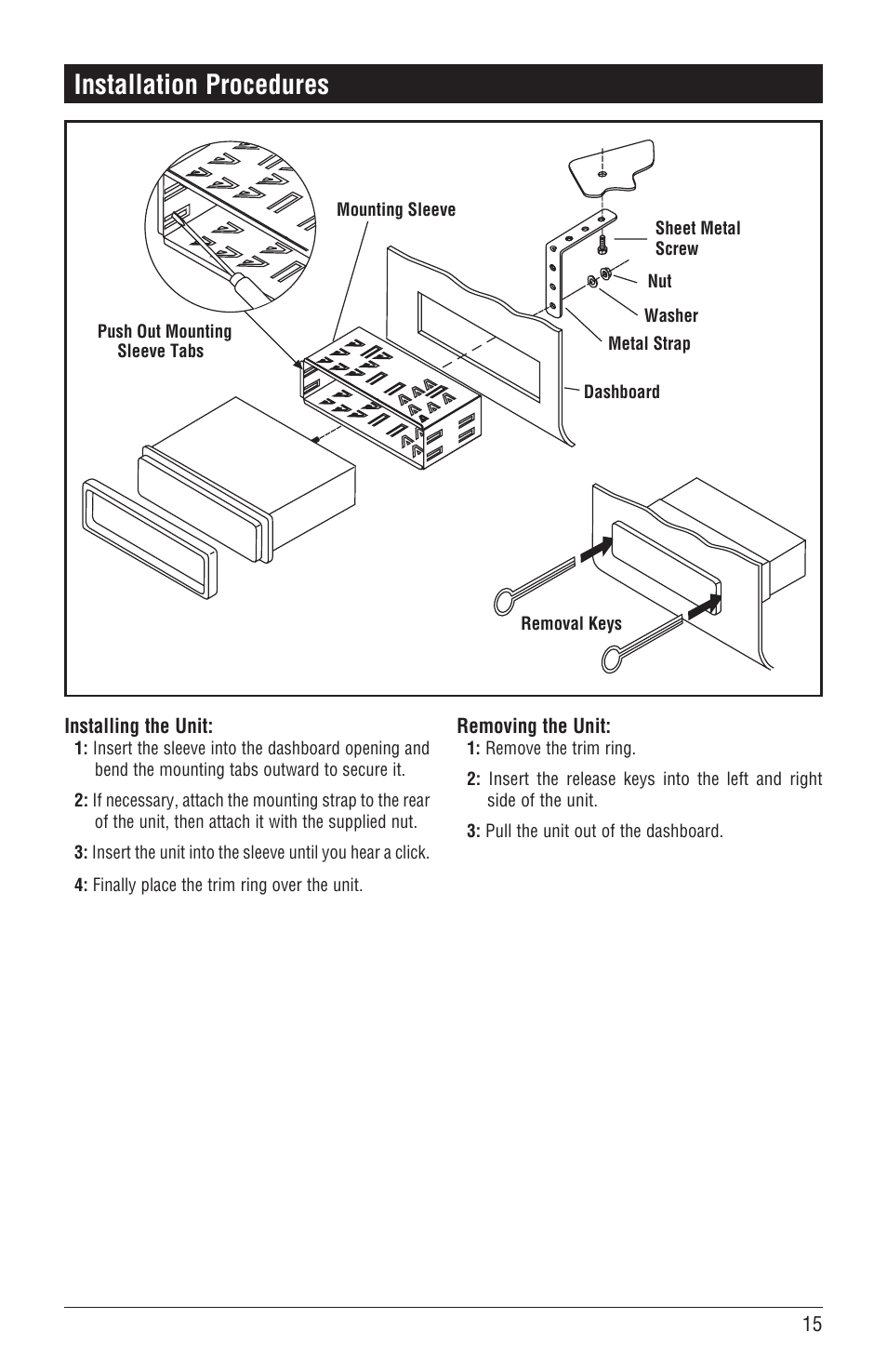 Installation procedures | Magnadyne DVD/CD Receiver with AM/FM Tuner M3500DVD User Manual | Page 15 / 20