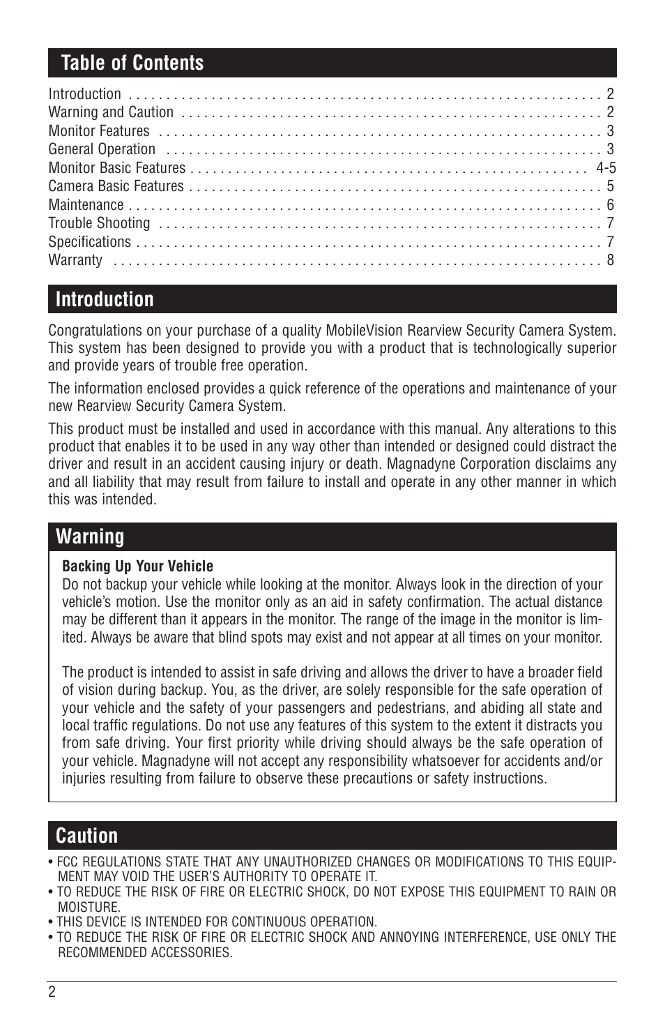 Magnadyne MCS-700BW User Manual | Page 2 / 8