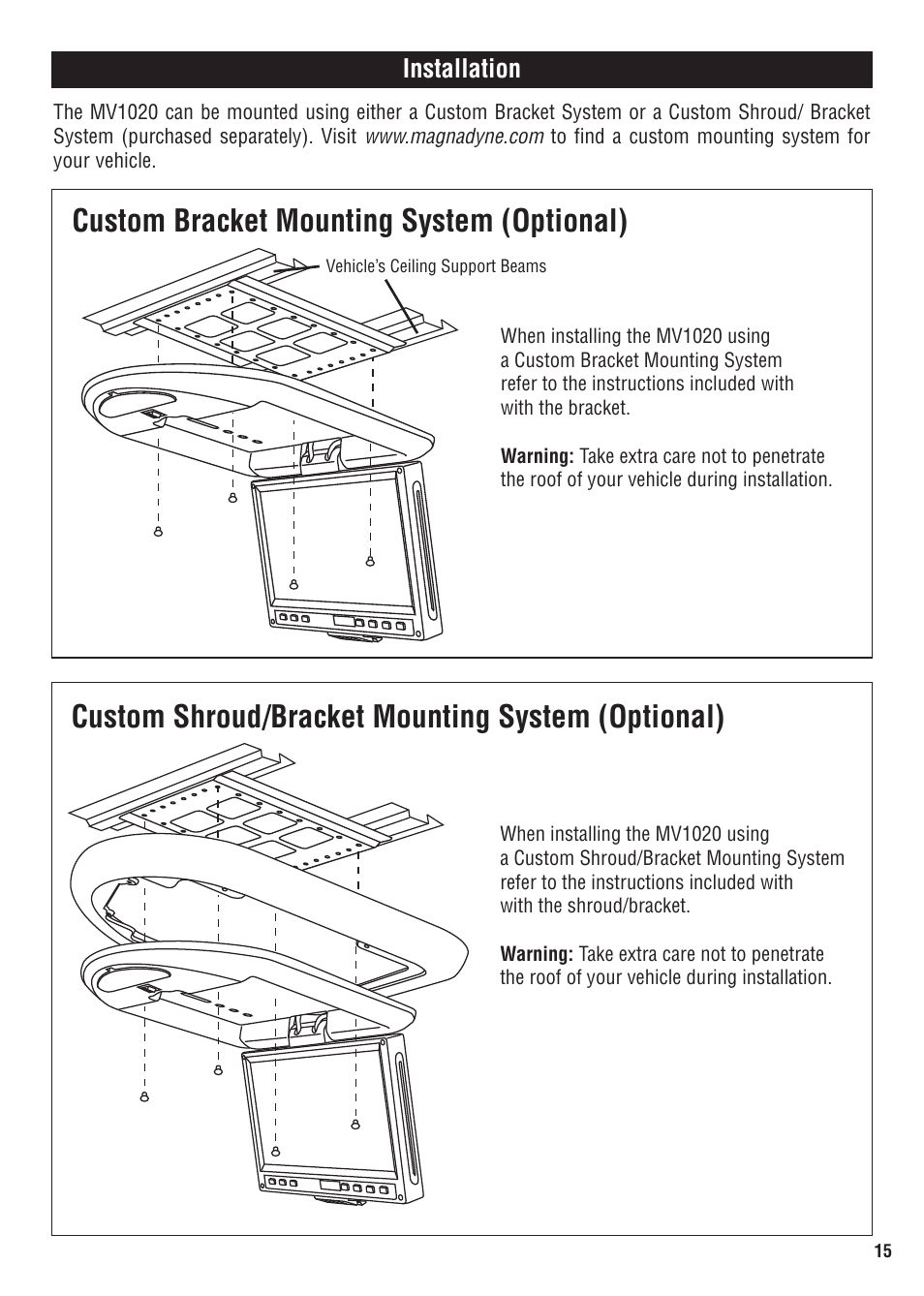 Installation | Magnadyne MV1020 User Manual | Page 15 / 20