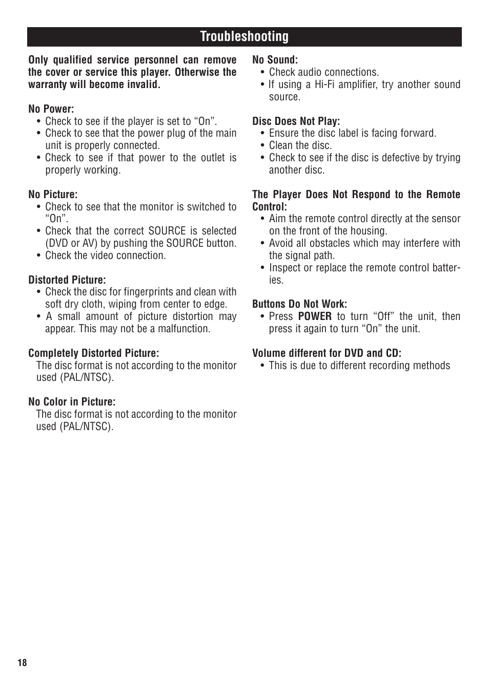 Troubleshooting | Magnadyne MV1020 User Manual | Page 18 / 20
