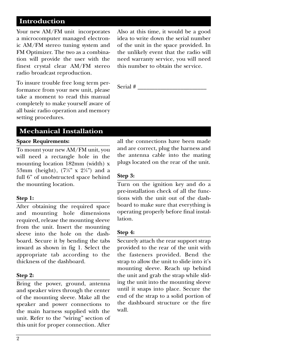 Introduction mechanical installation | Magnadyne M9800 User Manual | Page 2 / 12