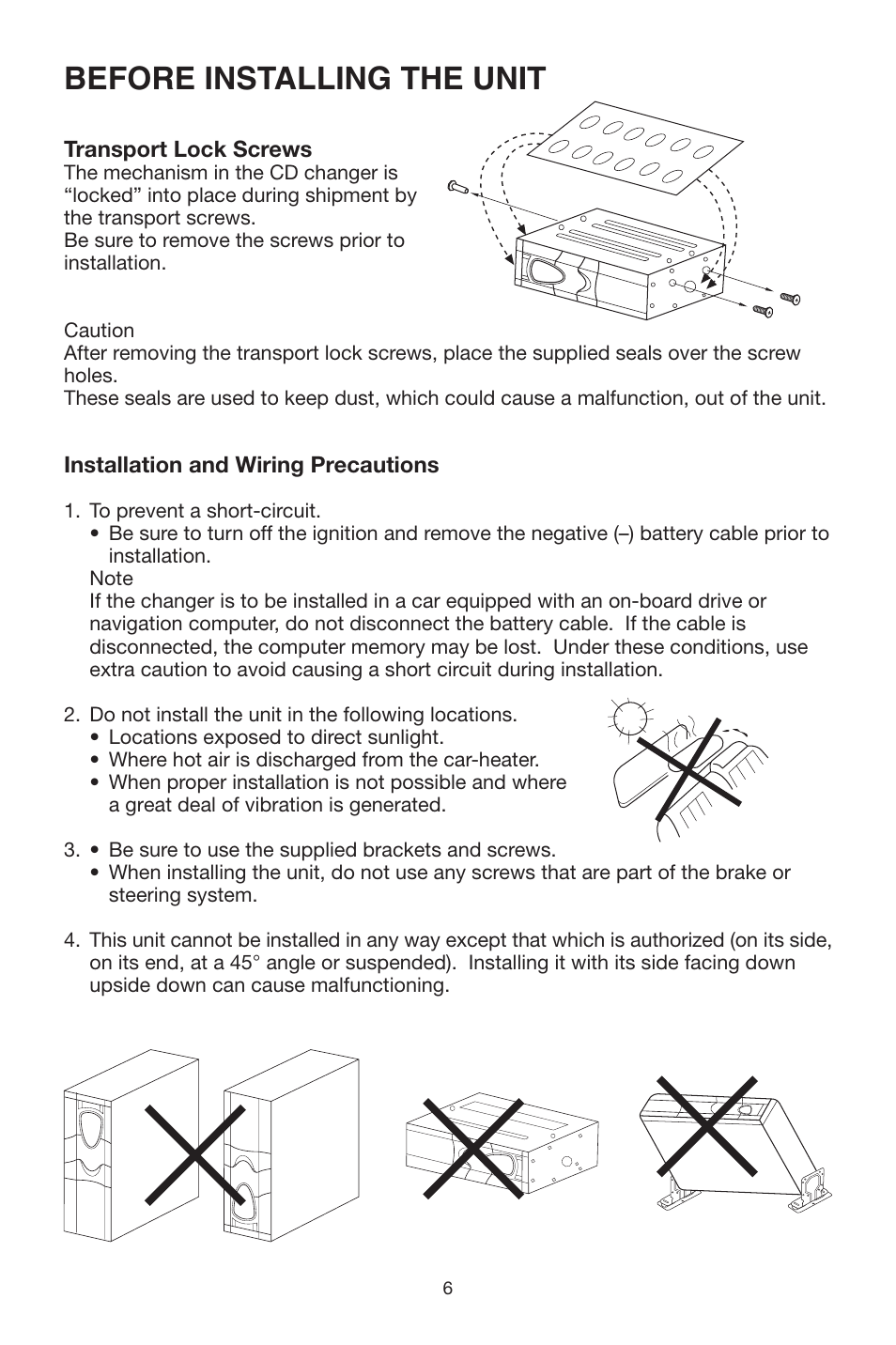Before installing the unit | Magnadyne EAX540 User Manual | Page 6 / 12