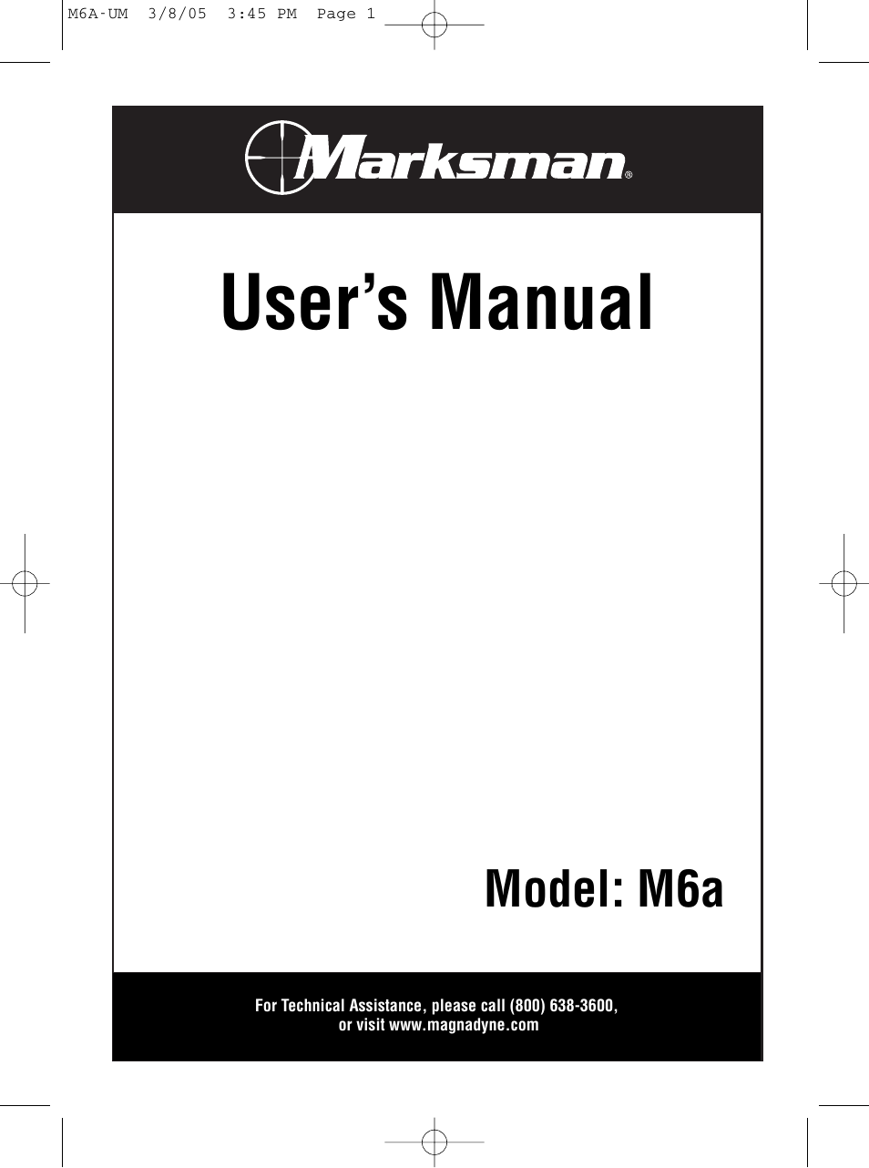 Magnadyne M6A User Manual | 8 pages