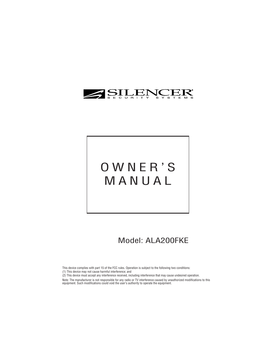 Magnadyne Silencer Security Systems ALA200FKE User Manual | 8 pages