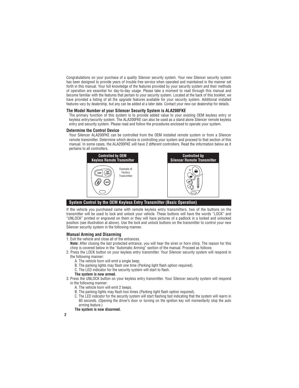 Magnadyne Silencer Security Systems ALA200FKE User Manual | Page 2 / 8