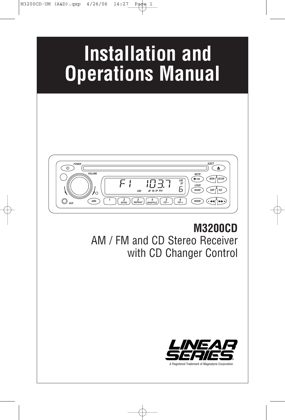 Magnadyne M3200CD User Manual | 12 pages