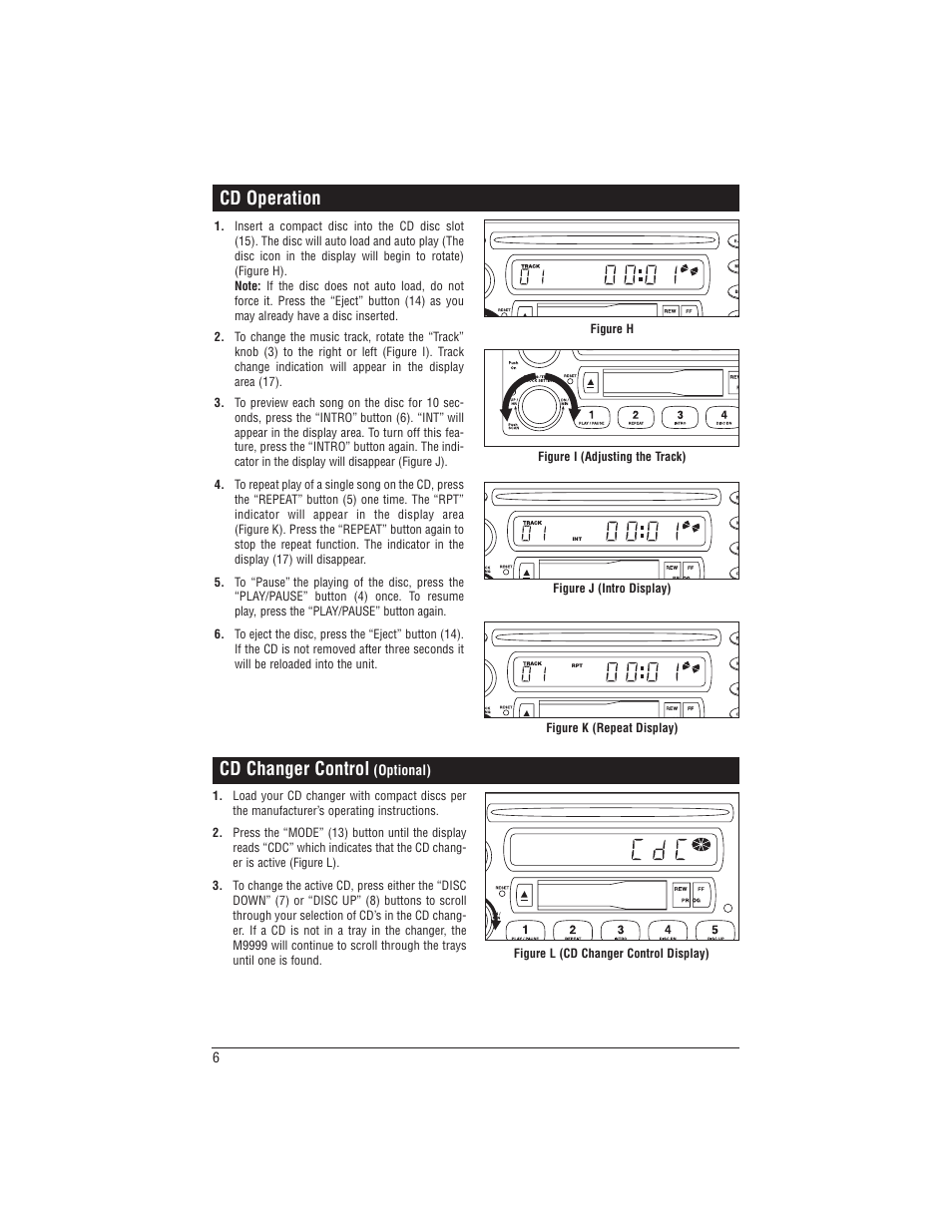 Cd changer control, Cd operation | Magnadyne M9999 User Manual | Page 6 / 12