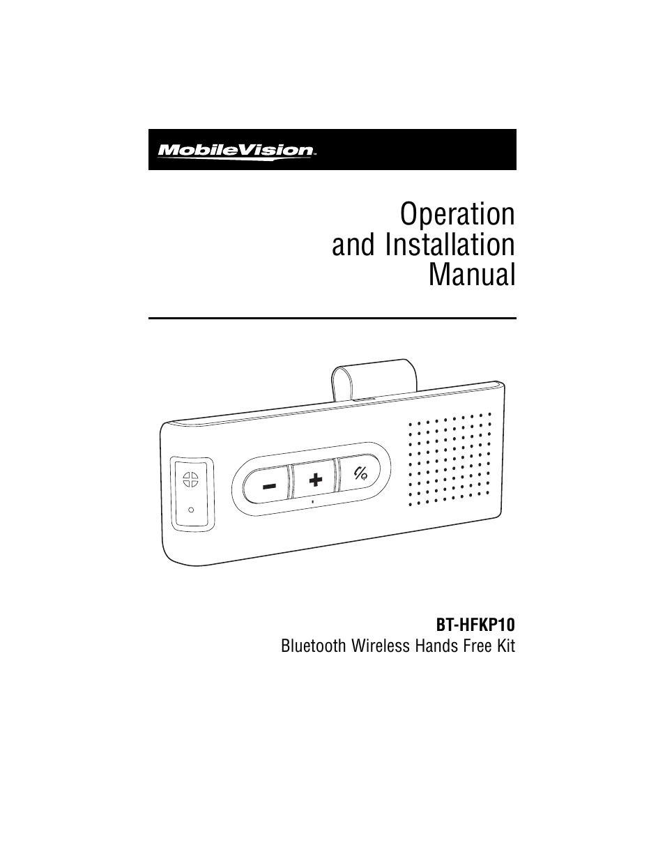 Magnadyne MobileVision BT-HFKP10 User Manual | 8 pages