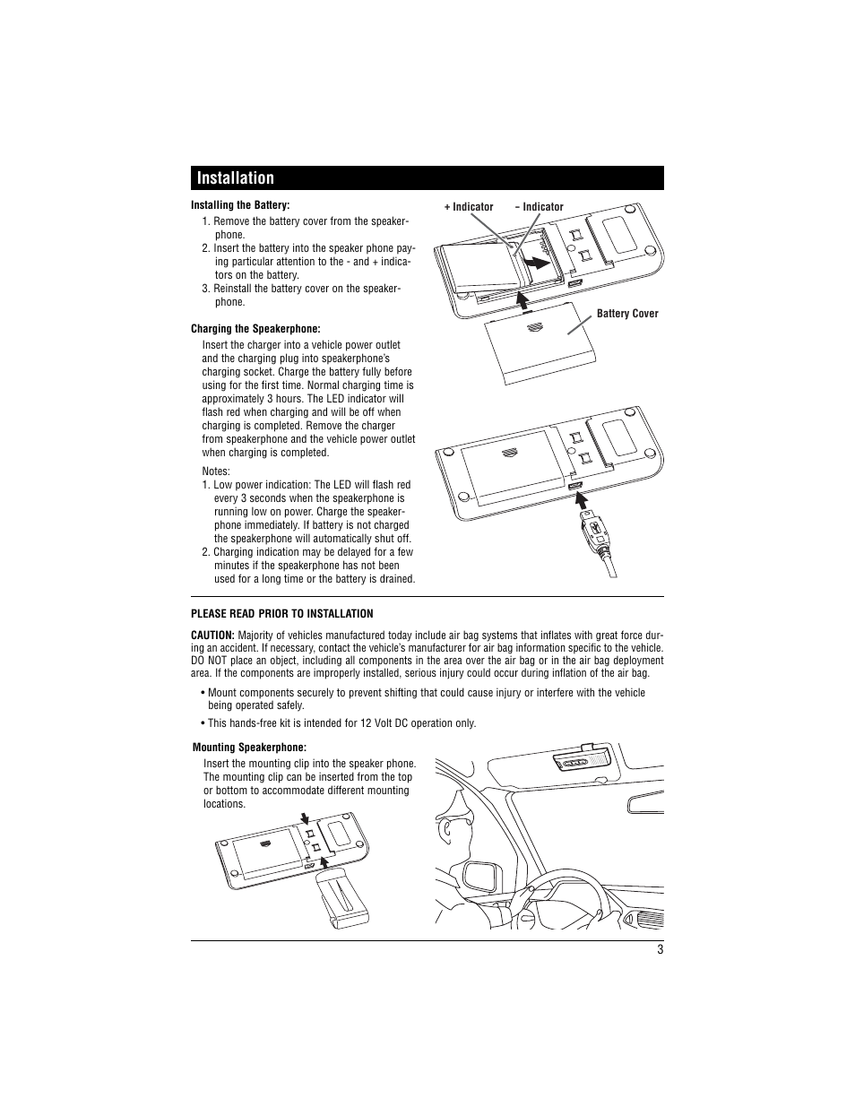 Installation | Magnadyne MobileVision BT-HFKP10 User Manual | Page 3 / 8
