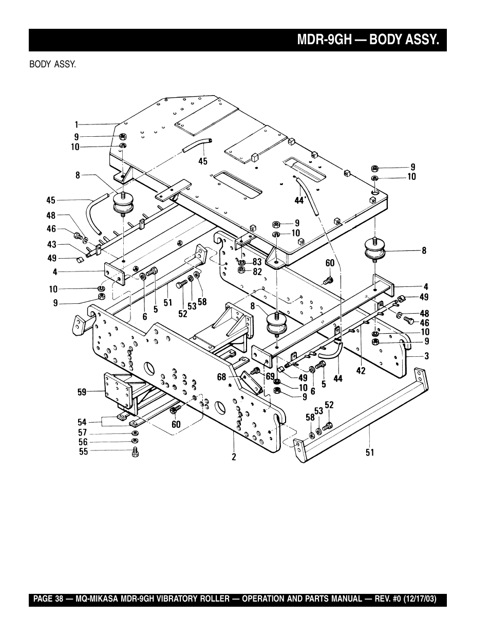 Mdr-9gh — body assy | Multiquip Mikasa Vibratory Walk-Behind Roller MDR-9GH User Manual | Page 38 / 106