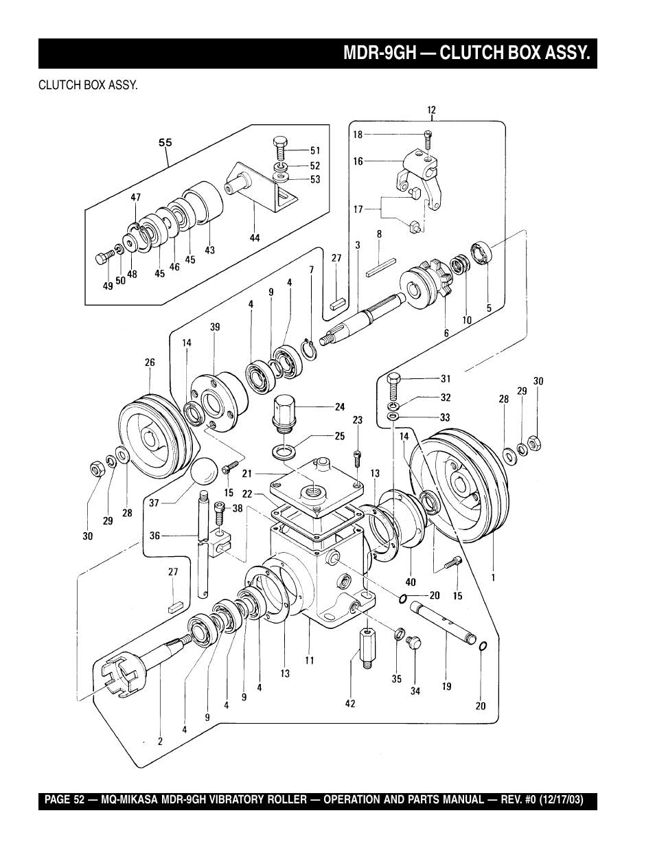 Mdr-9gh — clutch box assy | Multiquip Mikasa Vibratory Walk-Behind Roller MDR-9GH User Manual | Page 52 / 106