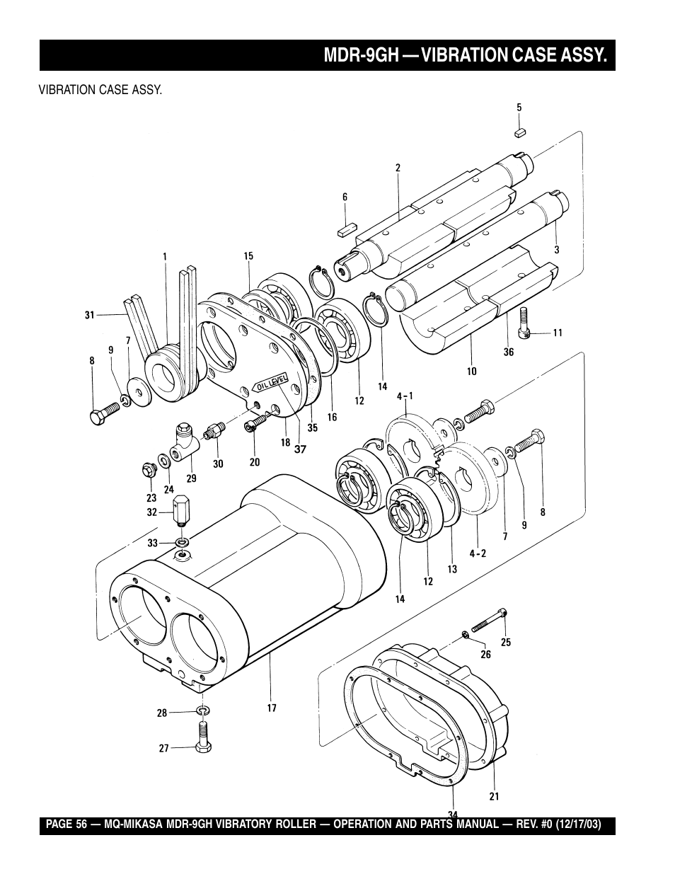 Mdr-9gh — vibration case assy | Multiquip Mikasa Vibratory Walk-Behind Roller MDR-9GH User Manual | Page 56 / 106