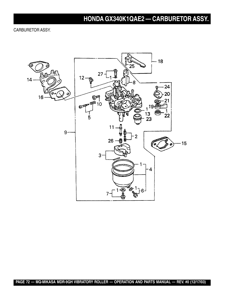 Multiquip Mikasa Vibratory Walk-Behind Roller MDR-9GH User Manual | Page 72 / 106