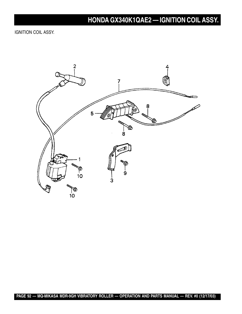 Multiquip Mikasa Vibratory Walk-Behind Roller MDR-9GH User Manual | Page 92 / 106