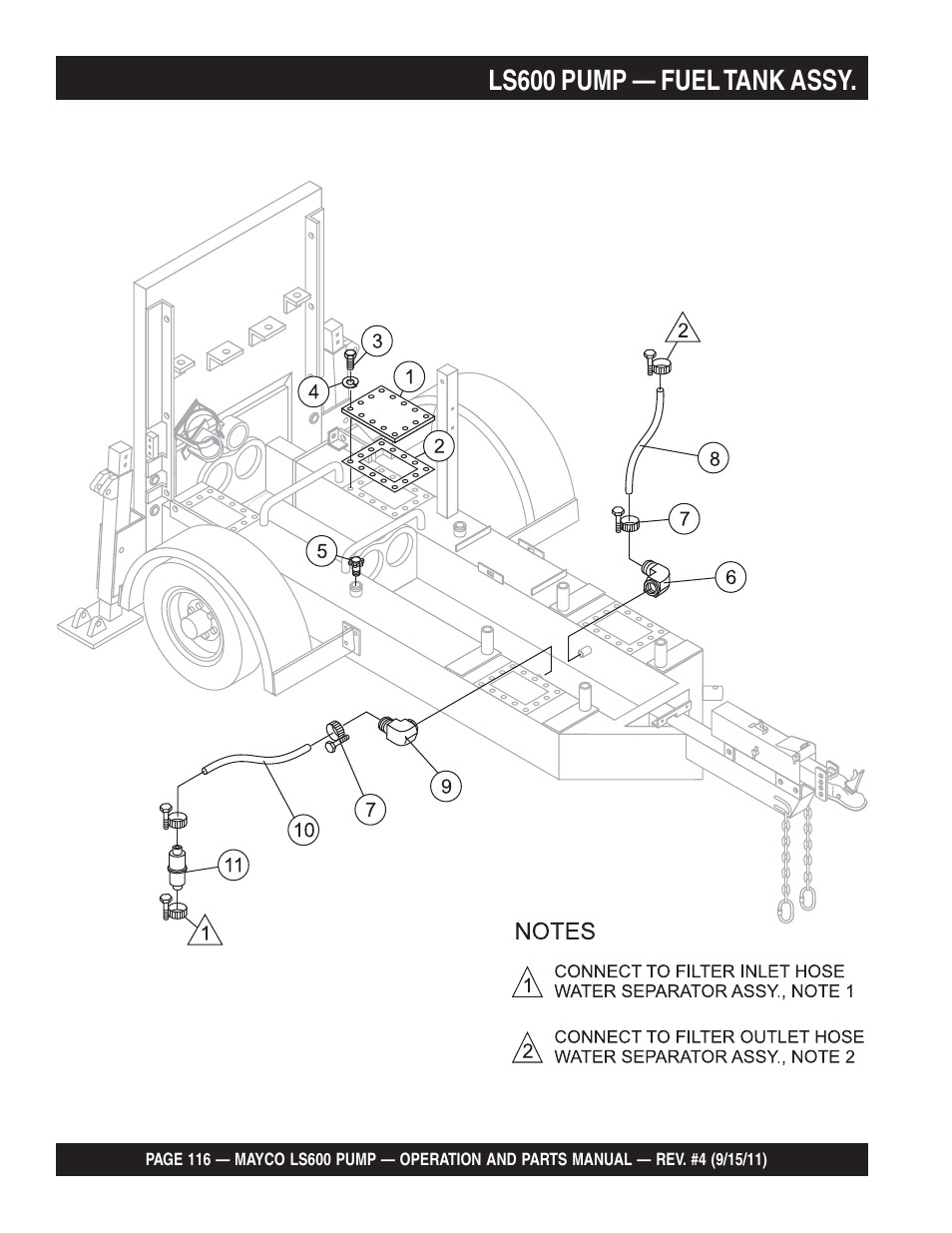 Ls600 pump — fuel tank assy | Multiquip Mayco Concrete Pump LS600 User Manual | Page 116 / 152