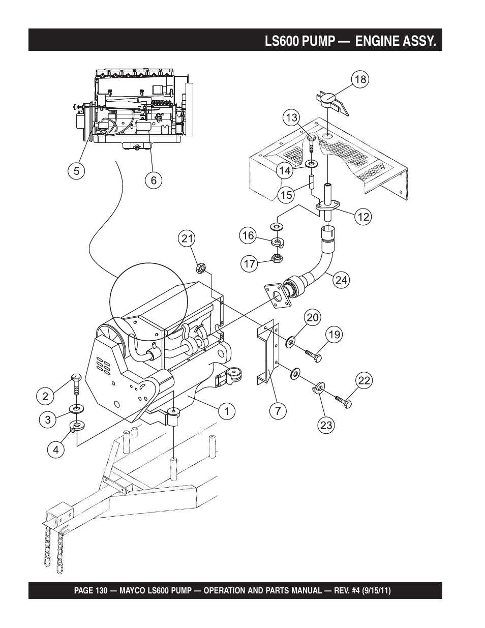 Ls600 pump — engine assy | Multiquip Mayco Concrete Pump LS600 User Manual | Page 130 / 152