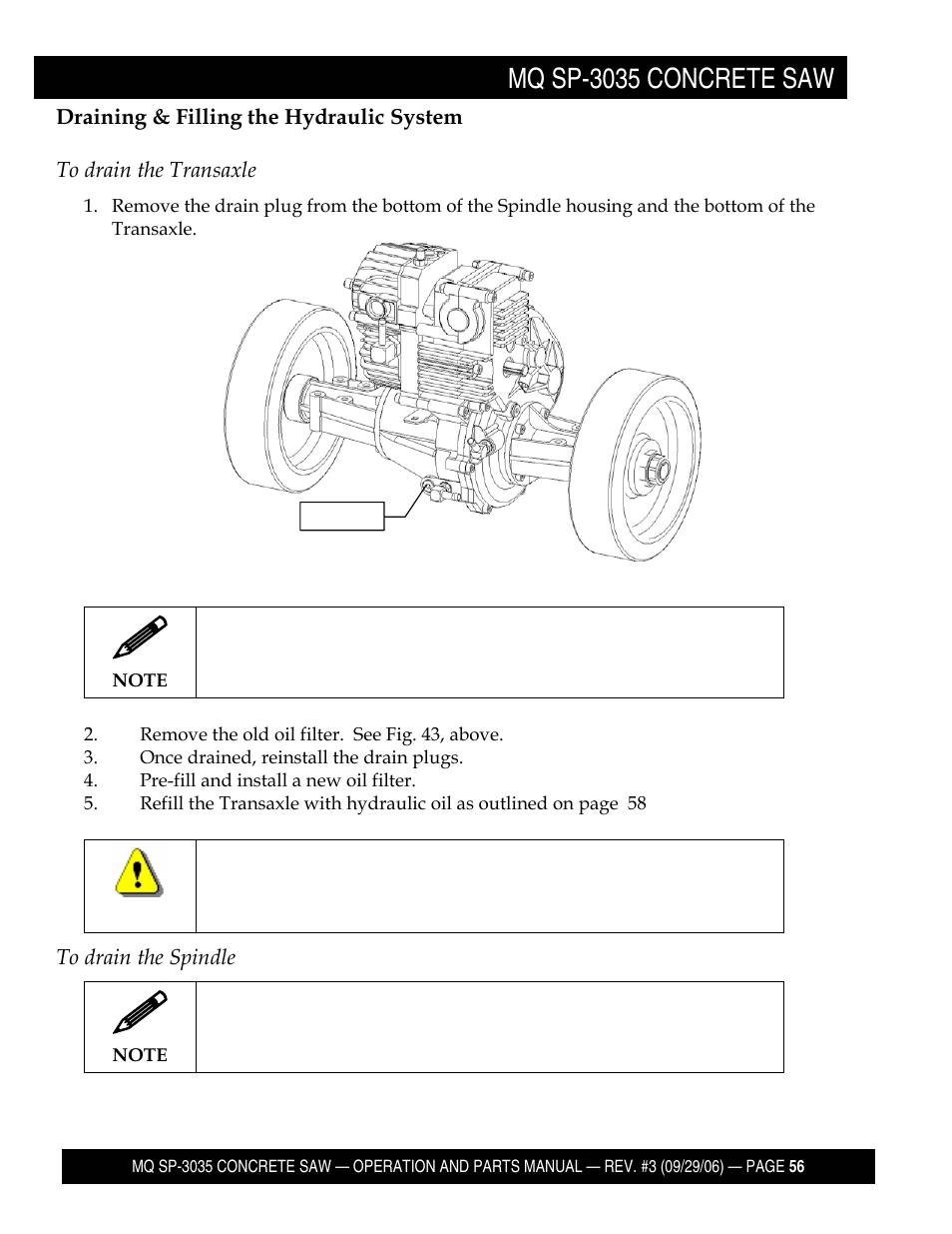 Mq sp-3035 concrete saw | Multiquip Diamond Back SP3 Street Pro Professional Slab Saw 35 HP Wisconsin Diesel Engine SP303530 User Manual | Page 58 / 123