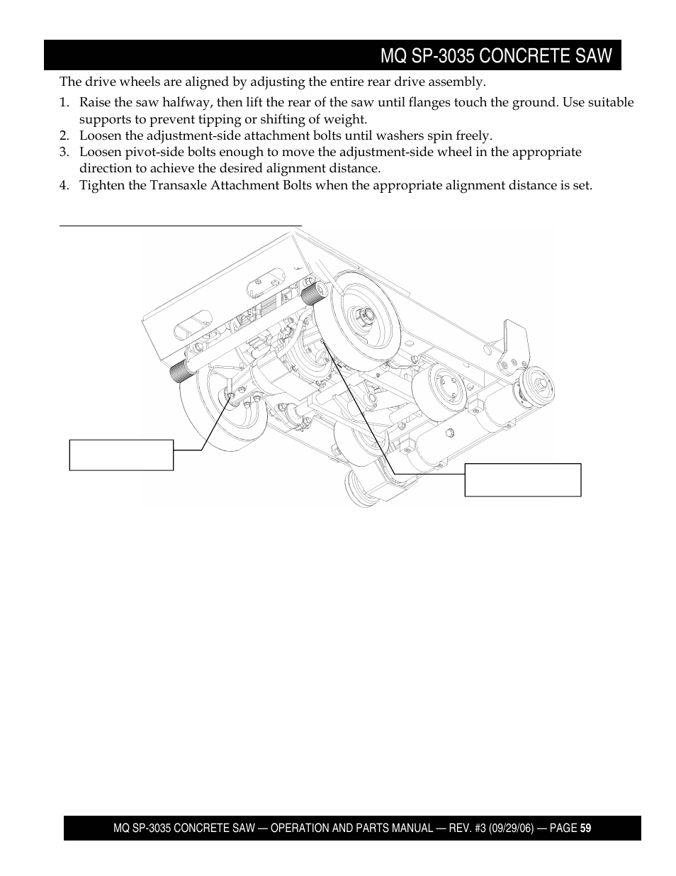 Mq sp-3035 concrete saw | Multiquip Diamond Back SP3 Street Pro Professional Slab Saw 35 HP Wisconsin Diesel Engine SP303530 User Manual | Page 61 / 123