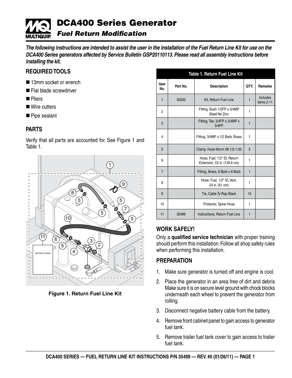 Multiquip Generator DCA400 User Manual | 6 pages