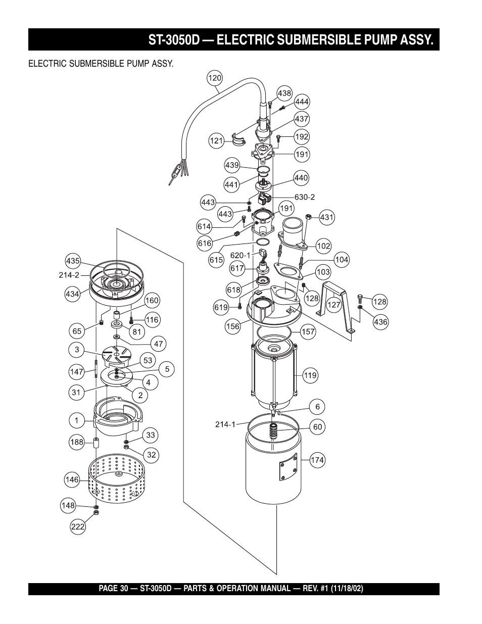 St-3050d — electric submersible pump assy | Multiquip Submersible Pump ST-3050D User Manual | Page 30 / 38