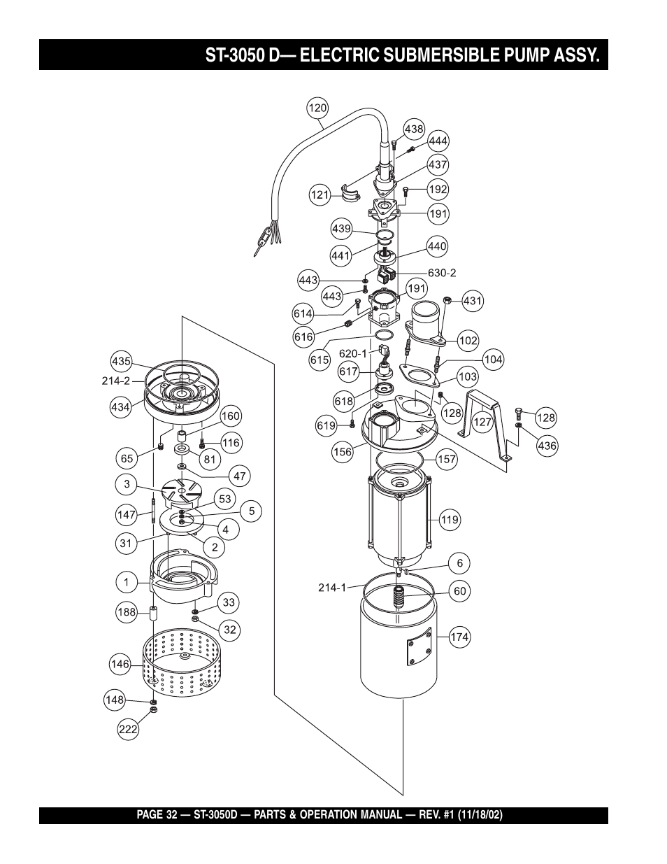 St-3050 d— electric submersible pump assy | Multiquip Submersible Pump ST-3050D User Manual | Page 32 / 38