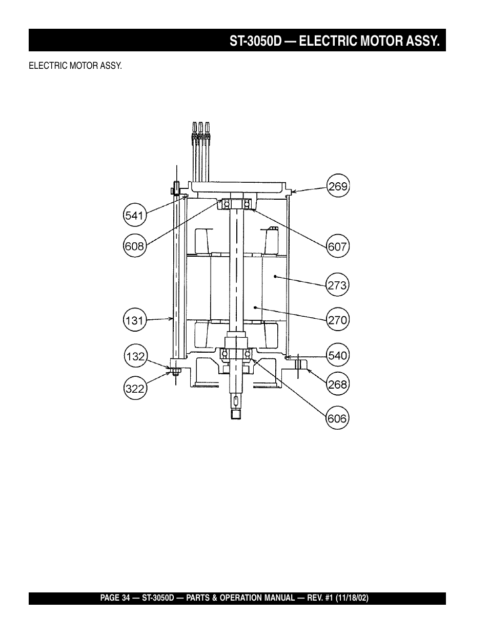 St-3050d — electric motor assy | Multiquip Submersible Pump ST-3050D User Manual | Page 34 / 38