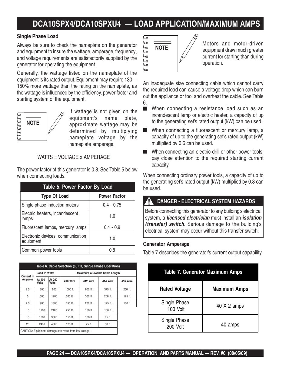 Multiquip MQ Power Whisperwatt 50 Hz Generator DCA10SPXU4 User Manual | Page 24 / 76