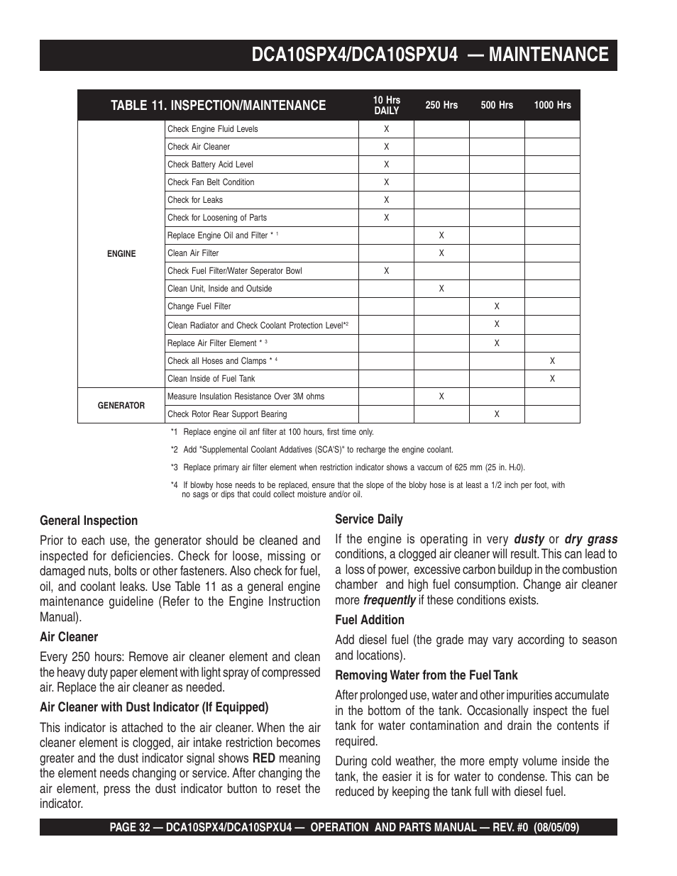 Multiquip MQ Power Whisperwatt 50 Hz Generator DCA10SPXU4 User Manual | Page 32 / 76