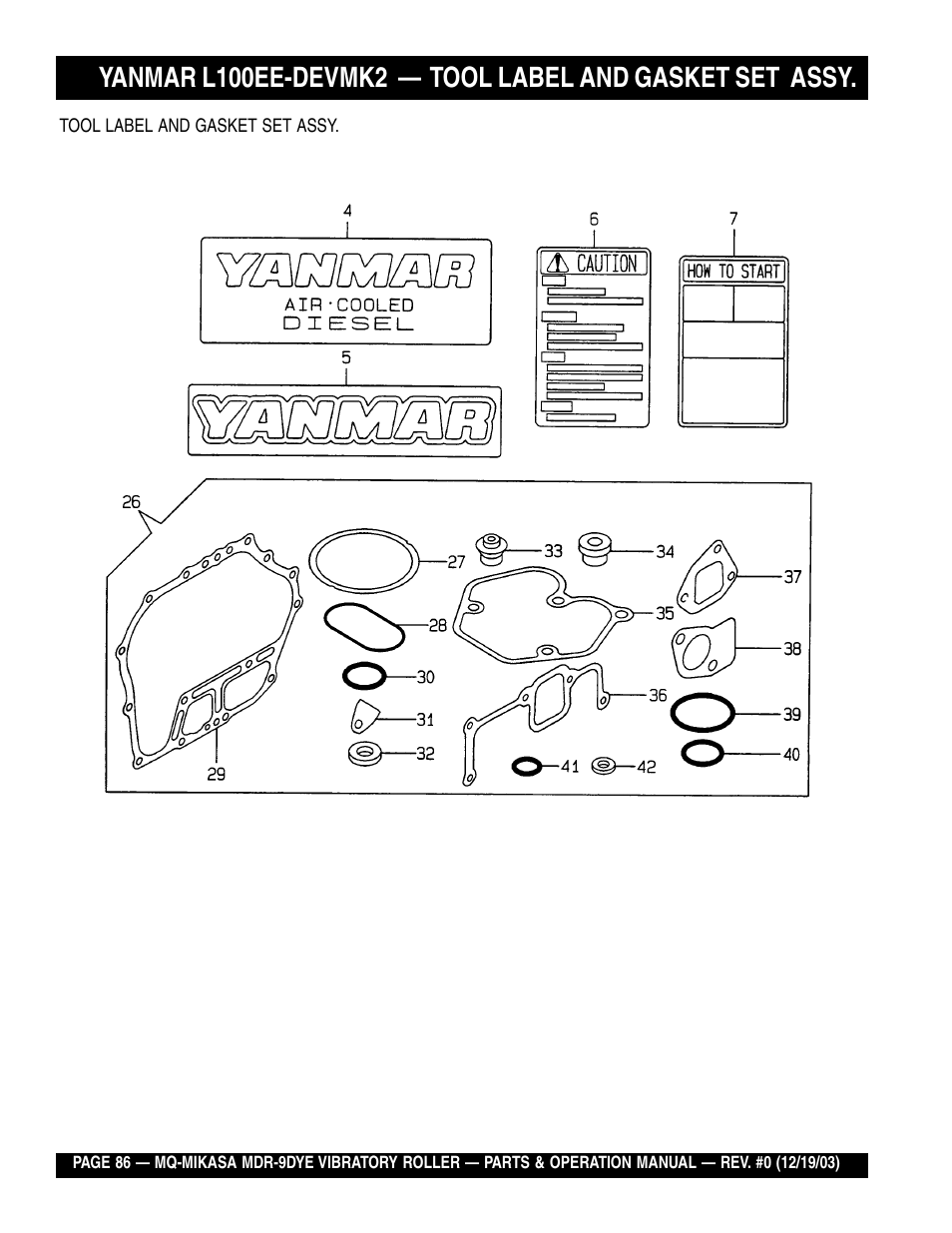 Multiquip Mikasa Vibratory Walk-Behind Roller MDR-9DYE User Manual | Page 86 / 90