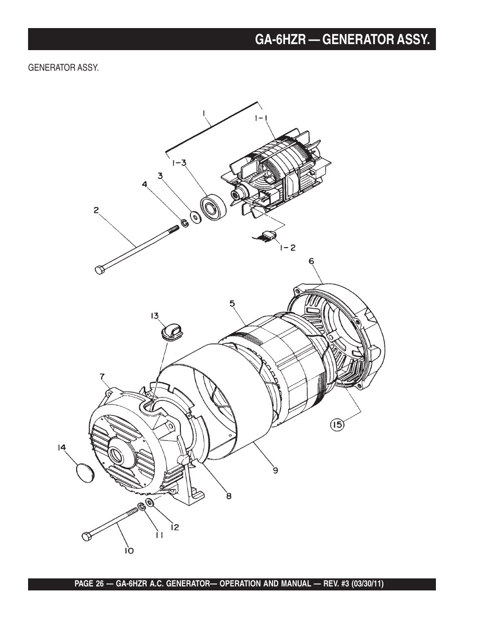 Ga-6hzr — generator assy | Multiquip GA6HZR User Manual | Page 26 / 70
